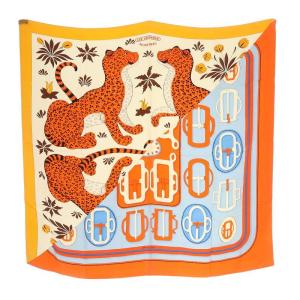 カレ90 les leopards modernes スカーフ オレンジ