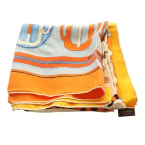 HERMES カレ90 les leopards modernes スカーフ オレンジ