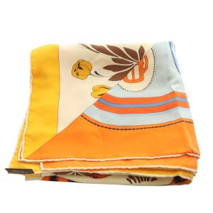 HERMES カレ90 les leopards modernes スカーフ オレンジ