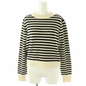 Cashmere French Border ニット 38 ホワイトブラック