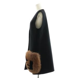 FENDI フォックスファーポケットウールベスト ジレ 38 ブラック