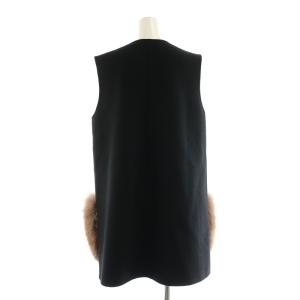 FENDI フォックスファーポケットウールベスト ジレ 38 ブラック