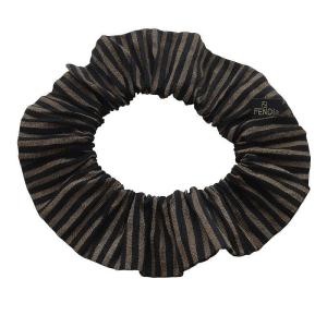 FENDI シュシュ ヘアゴム ぺカン柄 バイカラー ブラウン ブラック /YO23 OH