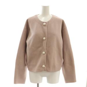 24SS パール釦キラキラニットジャケット ノーカラー ラメ 2 ピンク /AT OS