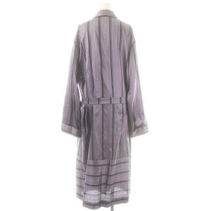 KEITA MARUYAMA 刺繍入り ストライプ シルク ガウン コート ショールカラー ベルト付き 1 紫 /MI OS SH