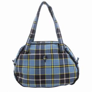 ハンドバッグ 肩掛け タータンチェック ウール 青 ブルー 黄 イエロー /GV