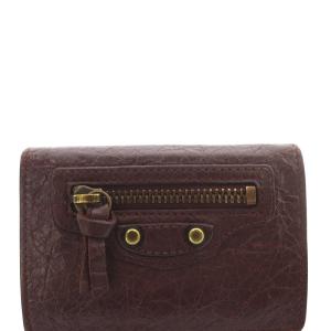 BALENCIAGA ネオクラシック 三つ折り財布 コンパクトウォレット レザー エンジ /SR31