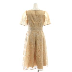 CELFORD レースワンピース ミモレ ロング 半袖 刺繍 36 ベージュ /AT OS
