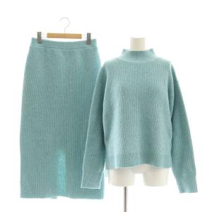 ラメニットセットアップ 上下 セーター タイトスカート スパンコール 1 水色 /AT OS