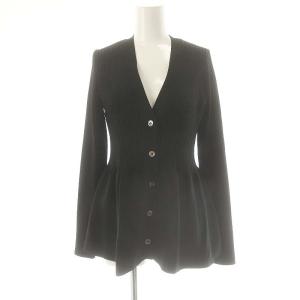 アダムエロペ 洗えるVネックペプラムカーディガン ニット F 黒 /MI OS