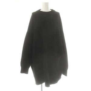 24AW クルーネック ワイドチュニック プルオーバーニットワンピース ひざ丈 ブラック /DF OS