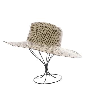 ヴァン パルマ Van PALMA 帽子 ストローハット 麦わら つば広 中折れ 天然草木 M ブラック