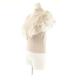 SNIDEL 23AW デザインスリーブニットプルオーバー 半袖 F ベージュ /DF OS