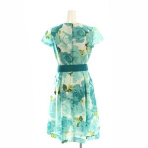 M'S GRACY ベルト付き 花柄フレンチスリーブワンピース ベルト付き 36 水色 /MI OS