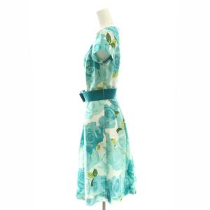 M'S GRACY ベルト付き 花柄フレンチスリーブワンピース ベルト付き 36 水色 /MI OS