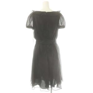 M'S GRACY フリル ワンピース 膝丈 半袖 パフスリーブ 38 ブラック /ES OS