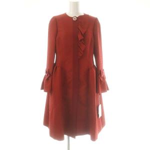ベルスリーブ フリル スプリングコート ノーカラーコート 36 レッド /ES OS