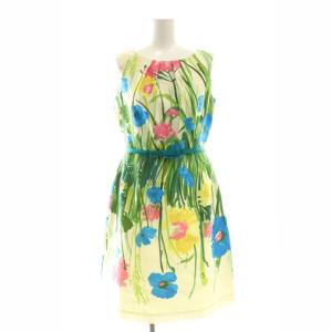 花柄 ノースリーブワンピース ひざ丈 36 アイボリー /AT OS