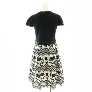 M'S GRACY スパンコール ドッキングワンピース ミモレ ロング ニット 38 黒 ブラック 白 ホワイト /AT OS