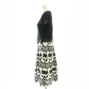 M'S GRACY スパンコール ドッキングワンピース ミモレ ロング ニット 38 黒 ブラック 白 ホワイト /AT OS