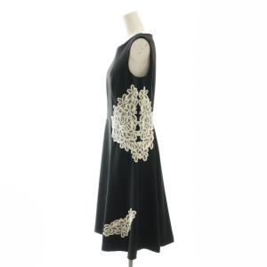 M'S GRACY 花柄刺繍 ノースリーブワンピース ひざ丈 38 黒 ブラック /AT OS