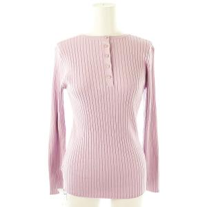 ボタン リブニット カットソー 長袖 38 ピンク /AT OS