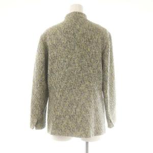 yoshie inaba スカートスーツ セットアップ ツイード ジャケット シルク混 11 スモークグリーン ブルー /ES OS