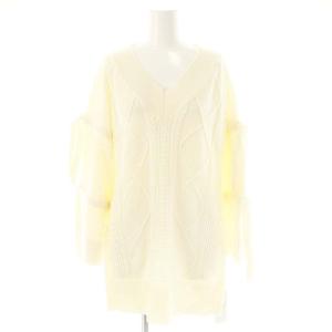 ケーブルニットトップ セーター チュニック丈 長袖 36 オフホワイト /ES OS