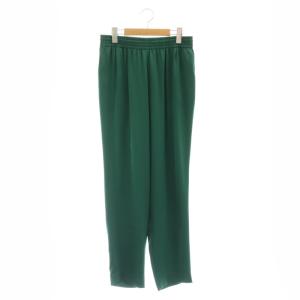 ストレッチサテン ギャザー パンツ テーパード イージー 38 緑 グリーン /AT OS