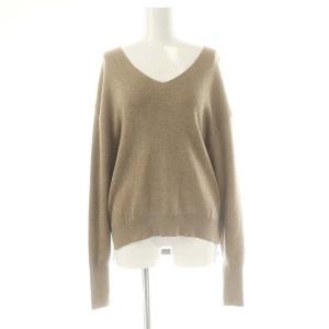 ウールスムースVネックプルオーバー ニット セーター 長袖 2 茶 ブラウン /AT OS