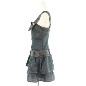 BURBERRY BLUE LABEL デニムチュニック ティアード ベルト付き 38 ダークネイビー /DF OS