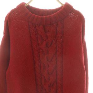 BURBERRY BLUE LABEL コットン ケーブルニット セーター 長袖 38 レッド /DF OS