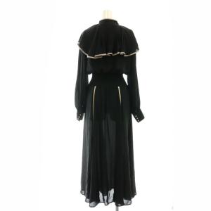 rienda 23AW パイピングフラワー OP ワンピース ロング 長袖 M ブラック グレー /ES OS