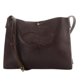 ハーフムーン ショルダーバッグ レザー ロゴ 茶 ブラウン（2024