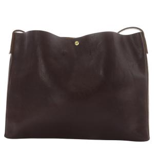 IL BISONTE ビッグロゴ クロスボディ レザーポシェット ショルダーバッグ ワンショルダー 斜め掛け ダークブラウン