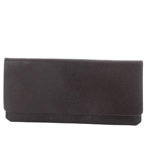 長財布 お札入れ フラップ 二つ折り レザー こげ茶 /YO20