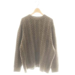 プレーティングステッチクルーネックプルオーバー ニット セーター ウール 茶 /MI OS