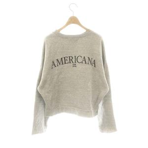 AMERICANA AMERCANACOLLEGEプリントスウェット トレーナー クルーネック 裏起毛 グレー /AT OS
