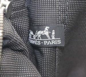 HERMES エールラインMM トートバッグ ハンドバッグ キャンバス 南京錠付き グレー /YO10 OH