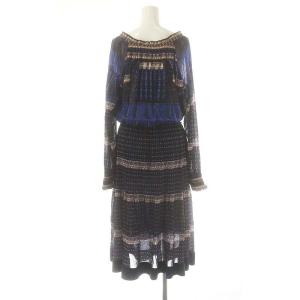 VIVIENNE TAM パワーネット 総柄 ワンピース 38 紺 青 /MI OS