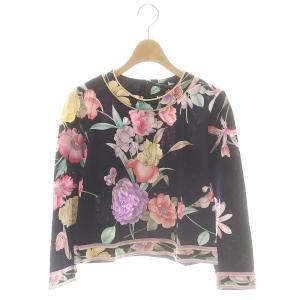 ファッション FASHION 花柄長袖カットソー プルオーバー M ネイビー マルチカラー /DO OS