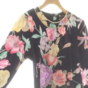 LEONARD ファッション FASHION 花柄長袖カットソー プルオーバー M ネイビー マルチカラー /DO OS