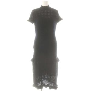 レースニットドレス ワンピース インナー付き S 紺 /MI OS