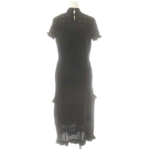 SEVEN TEN by MIHO KAWAHITO レースニットドレス ワンピース インナー付き S 紺 /MI OS