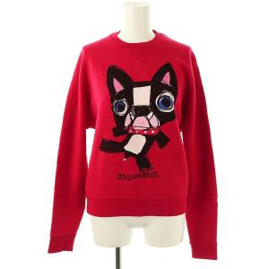 ドッグプリント スウェット トレーナー 長袖 XS レッド /SY OS