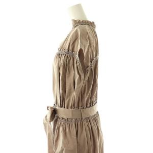 DOUBLE STANDARD CLOTHING ギャザーデザイン ワンピース ロング ノースリーブ 36 モカ /DF OS