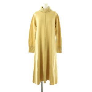 タートルニットドレス ワンピース ロング 長袖 XS イエロー /DF OS