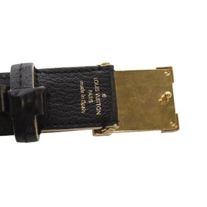 LOUIS VUITTON ロゴ バックル ベルト レザー 黒 ブラック /SR37 OH