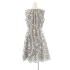 TOCCA FULL BLOOM ドレス ワンピース ひざ丈 ストライプ 花柄 刺繍 2 マルチカラー /DF OS