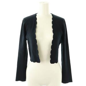 SCALLAP BOLERO ボレロ ニット 長袖 M ネイビー /HK OS